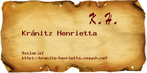 Kránitz Henrietta névjegykártya